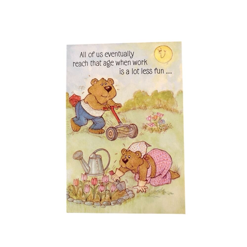 Vintage 1975 Ambassador Funny Birthday Card Bears Gardening Humor